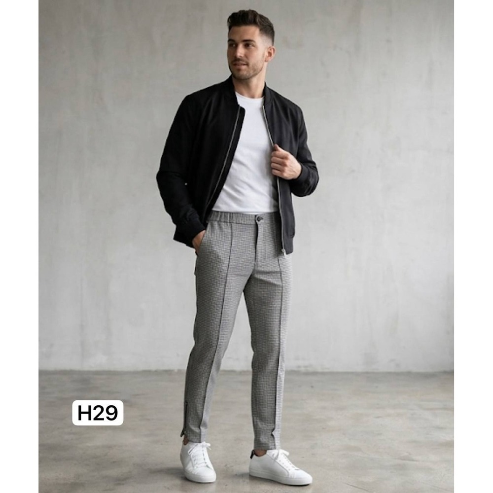Ovadia & Sons Wool Houndstooth Trousers Pants 32 Elastic Waist Ankle Zip‎ Preppy